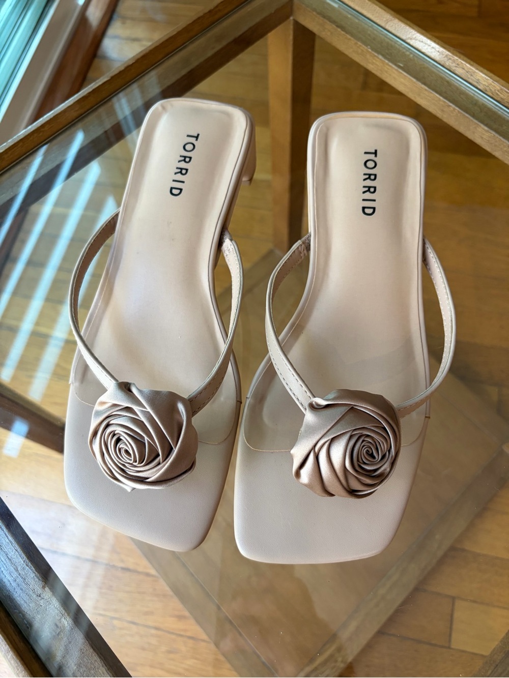 torrid blush nude rosette slide mules